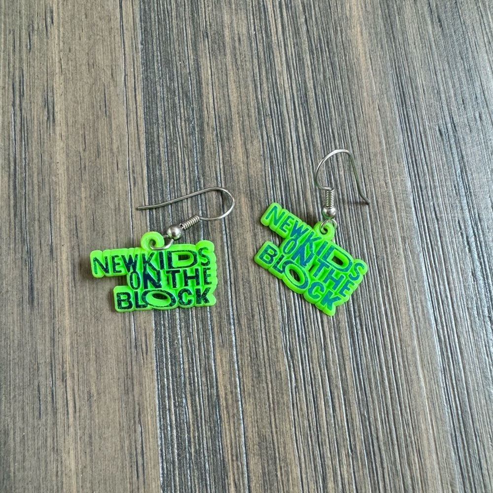 1989 Button Up New Kids on the Block Neon Metallic dangle earrings